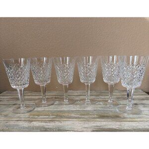 Set of 6 Waterford Crystal ALANA 7" Water Goblets Gothic Mark Vintage
